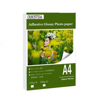 Papel A4 50Sheets A6 100Sheets 135g 150g de impressão de jato de tinta auto -adesiva de alto brilho com papel fotográfico de cola traseira