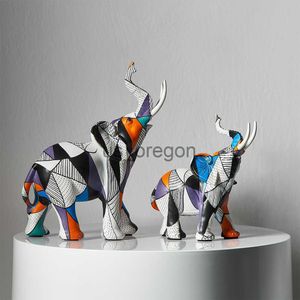 Oggetti decorativi Figurine Pittura Arte Elefante Sculture Figurine Decorazione moderna Casa Resina Statua animale Soggiorno nordico Arredamento d'interni nordico