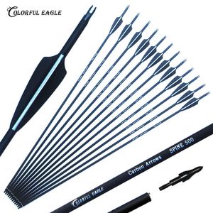 Bow Arrow Carbon Arrow 28 Inch 30 Inch 31 Inch Spine 500 with Replaceable Arrowhead for Compound/Recurve Bow Archery HuntingHKD230626