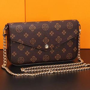 Multi Felicie Pochette Designers axelväska kedja plånböcker handväska crossbody väskor för kvinnor berömda bruna blommor handväska präglad plånbok tunn korthållare