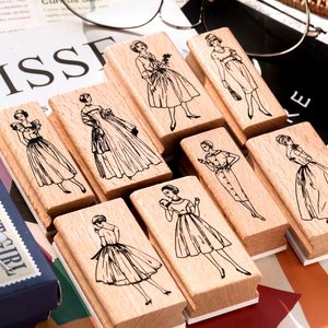 Stamps 8pakcsLOT Old Dream Yi people series stamp DIY wooden rubber stamps stationery scrapbooking standard 230627