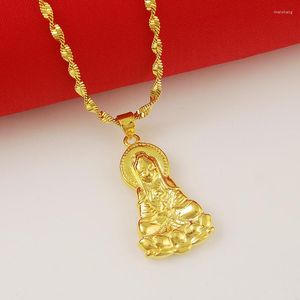 Hänge halsband religiös tro ljus ljud buddha halsband 24k guld plätering maskot för kvinnor män