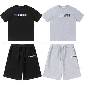 Męskie krótkie zestawy projektant dresowy Trapstar gradient litery Haft Hafting Short-Sleeved Okoła szyja Daily Sports Suit Set Set 0607
