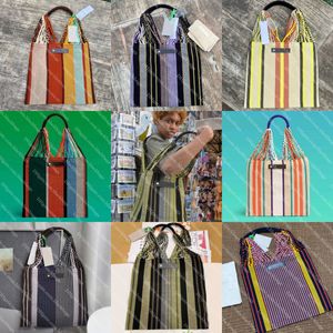 Hand Woven Bag Designer Women Woolen Shoulder Shopping Bags Fashion Bohemian Striped Large Capacity Handbag