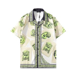 Hochwertige Design-Blusenhemden für Herren, Camisas De Hombre, modisch, geometrischer Briefdruck, Freizeithemden, Herren, kurzärmelig, Umlegekragen, Business-Hemd, M-3XL013