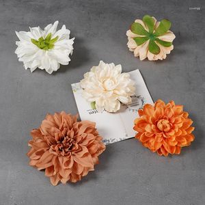 Decorative Flowers DIA15CM Artificial Dahlia Silk Flower Head European Retro Wedding Wall Accessories