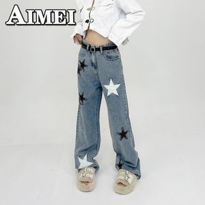 Damen Jeans Damen Street Retro Streetwear Star Skinny Straight Slim Sport Jogging Y2K Kleidung Koreanische Kleidung Weiblich 2023