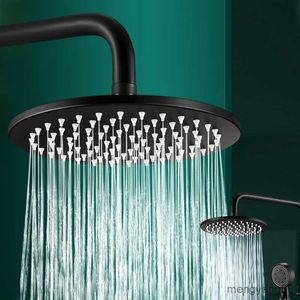 Bathroom Shower Heads Black 23cm Rainfall Shower Head Replacement Stainless Thick Rain Shower Head High Pressure Shower Bathroom Top Showerhead R230627