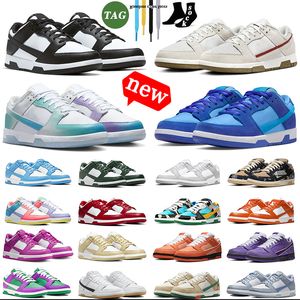 Buty do biegania z pudełkami Dunkees Niski Panda Białe czarne kobiety Sneakes Żagl Triple Pink Grey Fog Team Green Why Smutne Unc Georgetown Mens Treners