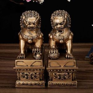 Dekorativa föremål Figurer 2st kinesisk stil Lucky Lion Staty Harts Mighty Lion Evil Spirits Crafts Home Office Retro Dekorativ staty