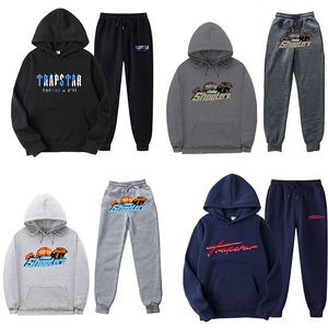 Trapstar designer da uomo trackuit da uomo pantaloni con cappuccio stampato con cappuccio per le lettere candine sport casual che corre peluche addensato set dimensioni