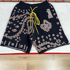 Red Green Blue Black Knitted Shorts Men Women Summer Top Drawstring Full Cashew Breeches