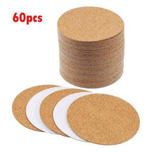 Mats Pads 60st Cork Coasters Backing Sheets Adhesive Coaster Round For Christmas Home Decorations 230627