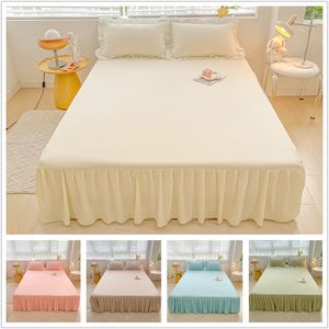 Zestawy pościeli 1PC spódnica z łóżkiem 180x200 stałych kolorowych łóżka dla domowej koronki potrzebne zamówienie 230626