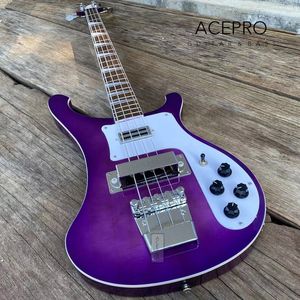 Transparent Lila Farbe 4 String E-bass Linde Korpus Ahorn Hals Weiß Schlagbrett Hohe Qualität Kostenloser Versand