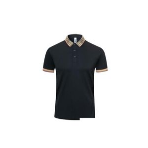 Männer Polos Neue Feste Hemd Luxus Marke Kleidung Bberry Womens Casual Check Revers Kurze Ärmel Fit Slim Man Button Kragen Liebhaber T Dhjdb