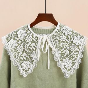 Gravatas Laço Camisa Feminina Floral Lapela Destacável Gola Falsa Xaile Retro Renda Meia Blusa Oca Colar Ajustável Golas Falsas