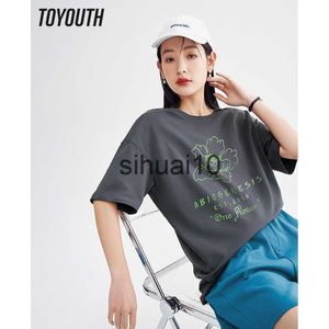 Women's T-Shirt Toyouth Women T-shirt 2023 Spring Short Sleeve O Neck Loose Tees Flower Heart Print Six Colors Pure Cotton Comfort Casual Tops J230627