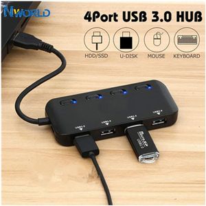 Port Micro USB Hub 3.0 Splitter High Speed ​​480 Mbps USB3.0 LED med ON/OFF -omkopplare för surfplatta bärbar dator