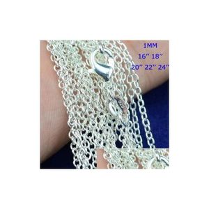 チェーンネックレス価格100pcs /lot 925 Sterling sier Rolo oチェーンジュエリー1mm 16-24 DIYフィットペンダントドロップ配信ペンダントDHXUH