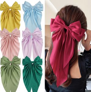 Chic 13.5 Inch Extra Large Satin Bow Hair Clip Elegant Back of the Head Floating Ribbon Hair Accessory Top Clip Variety of Styles to Choose From