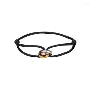 Link Bracelets Bracelet For LOVE Three-color Three-circle Stainless Steel Ring Couple Female Adjustable