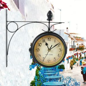 Wall Clocks Retro Wall Clock European-style Double-sided Clock Creative Classic Clocks with Wall Mounting Kit Antique Wall Clock 230626