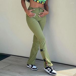 Женские брюки Y2k, уличная одежда, зеленая женская одежда карго, осень 2023, повседневные брюки с высокой талией, винтажные штаны