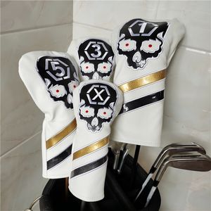 Andra golfprodukter Skull Golf Club Headcovers 135x PU Leather Clubs Driver Fairway Woods Hybrid Covers 2 Colors 230627