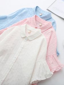 Frauen Blusen Hsa Sommer Casual 2023 Flare Hülse Chic Blusas Button Up Shirts Rosa Weiß Harajuku Übergroßen Chiffon Tops