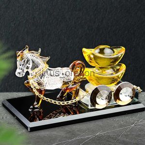 Objetos decorativos Estatuetas Exquisite Zodiac Horse Treasure Ornaments Crystal Estatuetas Desk Car Home Decoration Accessories Peso de papel Fengshui Craft Gift