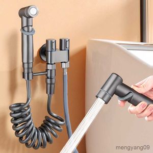 Bathroom Shower Heads Hygienic Shower for Bathroom Bidet Faucet Double Outlet Valve Shower Head Sprayer Hygienic Shower R230627