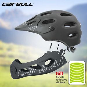 사이클링 헬멧 Cairbull 풀 페이스 사이클링 헬멧 남자 산악 스포츠 안전 자전거 모자 여자 Mtb 자전거 Bicyc 헬멧 라이트 통합 성형 HKD230626