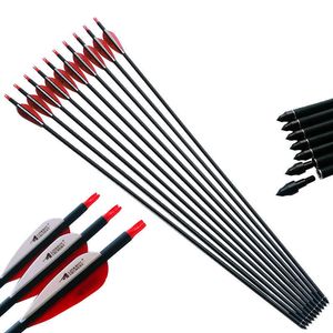 Bow Arrow Linkboy Archery Carbon Arrow ID6.2mm 28/29/30inch Sp500 Tips 2.8inch Vanes Compound Recurve Traditional Bow Longbow HuntingHKD230626