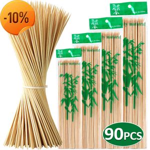 Latest 90pcs Bamboo Stick Food Grade Bamboo Skewer Sticks Disposable Natural Wood Long Stick For Barbecue Fruit BBQ Tools 15 20 25 30cm