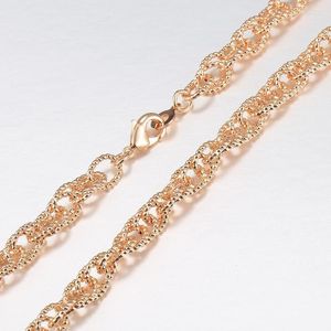 Kedjor Unik 6mm 585 Rose Gold Color Necklace For Womens Girls Wave Twisted Link Chain Elegant Fashion Smyckesgåvor CN57