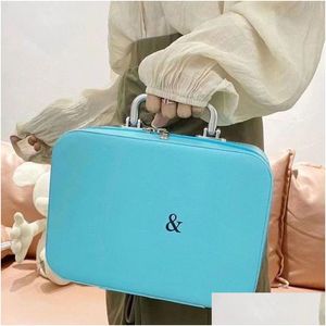 Borsa degli attrezzi Designer Blue Women Makeup Borse cosmetiche Valigia Stile Borsa Makeup29A35G Drop Delivery Home Garden Tools Packaging Dhu9W