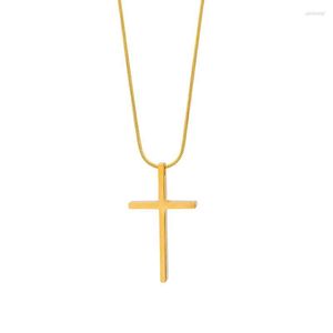 Ketten Einfache Mode Kreuz Halskette Edelstahl Gold Farbe Pullover Pendent Halsketten Für Frauen Männer Casual Schmuck