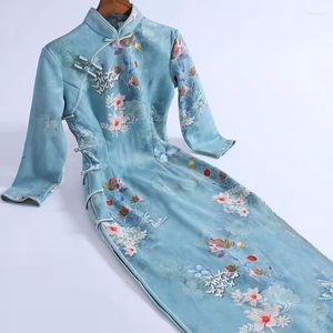 Etniska kläder Kvinnor Summer Vintage Chinese Costume Plus Size 2xl Female Elegant Slim Cheongsam Dress Modern 2023 kläder