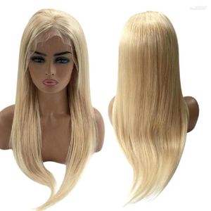 Glueless Blonde #613 Lace Front Human Hair Wigs Long Straight Pre Plucked 13x4 Free Part Frontal With Baby