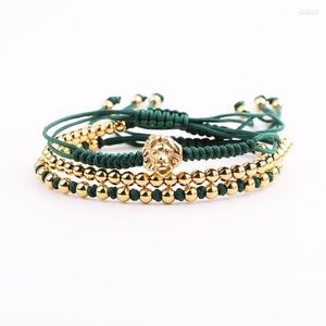 Strand JARAVVI Design High Quality Stainless Steel Beads Lion Charm Cord Braided Macrame Adjustable Bracelet Set Men Women Gift