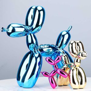 Decorative Objects Figurines Electroplated Resin Dog Crafts Nordic Balloon Dog Ornament Puppy Sculpture Home Decor Living Room desktop Modern Animal Statue