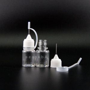 5ML PET High transparent Plastic Dropper bottle With Metallic Needle Tip Safety Cap Squeezable vapor for e cig juicy 100 Pieces Dosjc