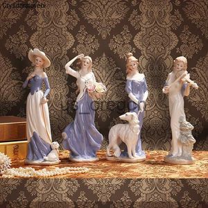 Obiekty dekoracyjne figurki europejska ceramiczna figurka figurka domowa pulpit wyposażenie rzemieślnicze dekoracja zachodnie dama dziewczyny porcelanowe ornament rękodzieła śr.