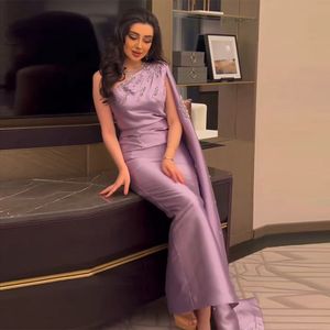 2023アラビア語のワンショルダーライラックドバイイブニングドレス