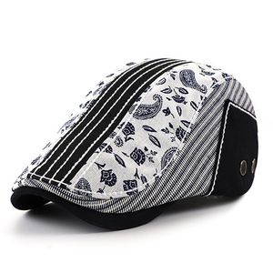 Trend Spring Hat Beret Men Patchwork Print Newsboy Cap malarz płaski szczyt haczyka jodełka