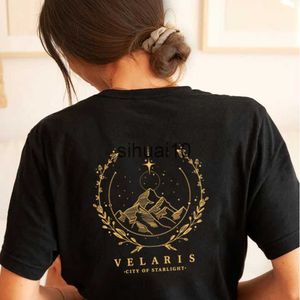 Женская футболка SJM Two Side Velaris T-shirt Feyre's Tattoo ACOTAR Bookish Рубашки Мужчины Женщины Футболки с коротким рукавом Старинные футболки Топы SJM Merch J230627