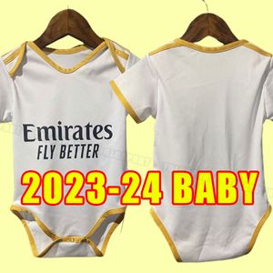 ベビーサッカージャージ23 24フットボールシャツvini Jr Modric Rodrygo Rudiger 2023 2024 Camavinga Real Madrids Men Kids Full Set Bellingham Infant Away 3番目