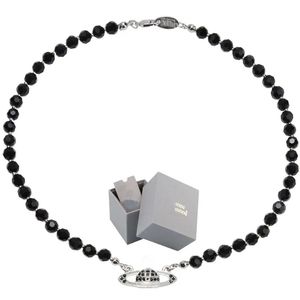 Saturno Black Crystal Strumento Singolo strato Full Diamond Necklace Punk Goltarbone Chain può essere indossata da uomini e donne con scatole