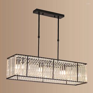 Lampade a sospensione Moderni lampadari a soffitto rettangolari in cristallo nero Light Luxury El Lobby Soggiorno Sala da pranzo Led Home Indoor Fixtures